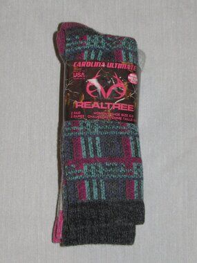 NWT 2 Pack Carolina Ultimate Realtree Merino Wool Blend Socks Women's sz 6-9